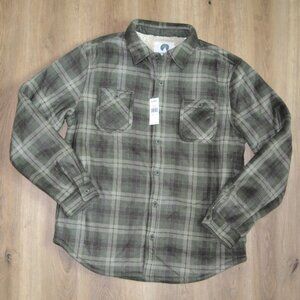 NEW Men's WEATHERPROOF Mossy Green Polar Fleece Plaid Shirt Jacket Size M Meduim